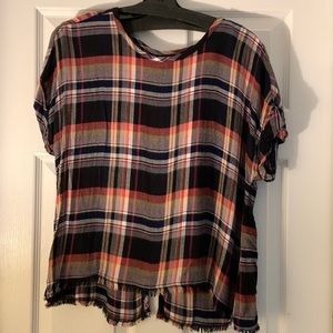 Cloth and Stone for Anthropologie  Plaid Button Back Blouse - Size Medium
